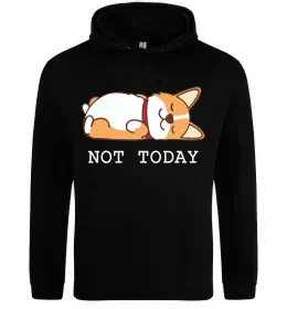 Женская толстовка (худи) Not today Corgi Черный фото