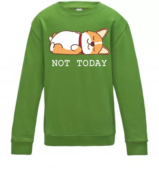 Дитячий світшот Not today Corgi Лаймовий фото