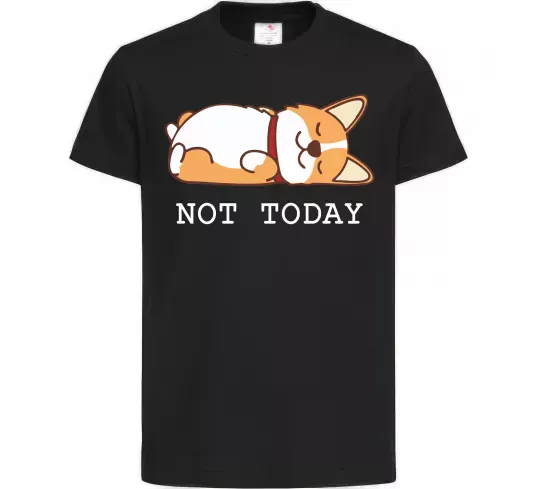 Детская футболка Not today Corgi Черный фото