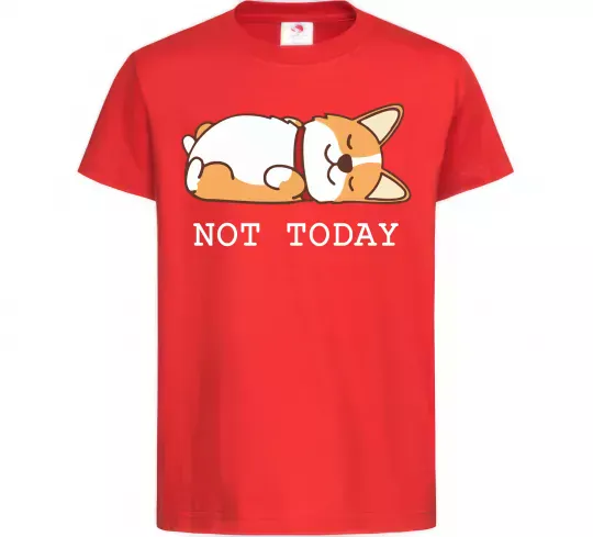 Детская футболка Not today Corgi Красный фото