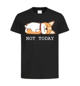 Детская футболка Not today Corgi Черный фото