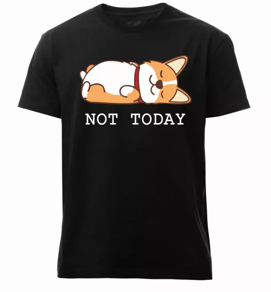 Чоловіча преміум футболка Not today Corgi Чорний фото