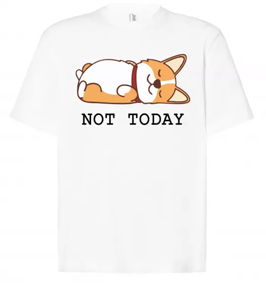 Футболка Оверсайз Not today Corgi Белый фото