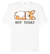 Футболка Оверсайз Not today Corgi Белый фото