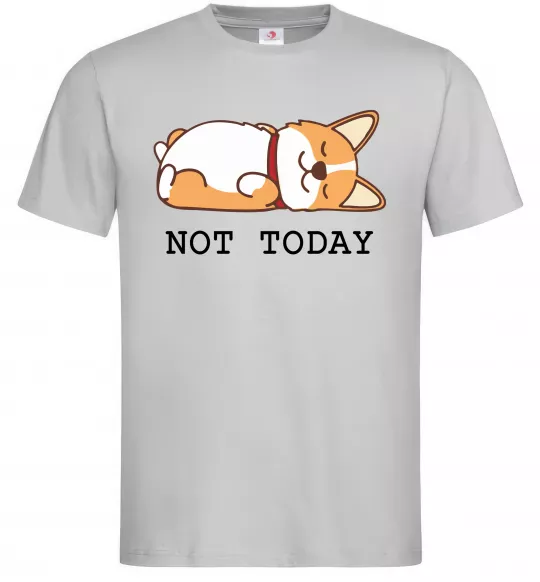 Чоловіча футболка Not today Corgi Сірий фото