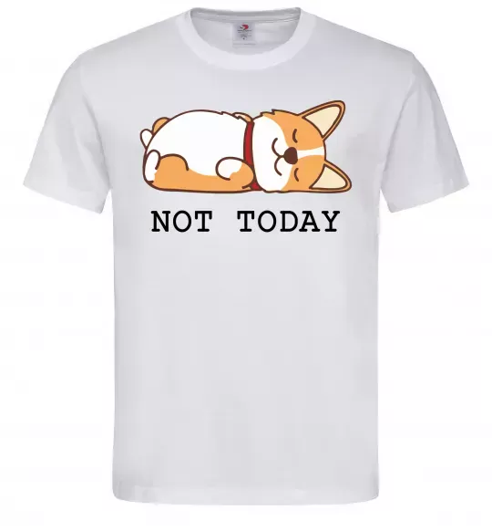 Чоловіча футболка Not today Corgi Білий фото