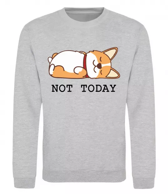 Світшот Not today Corgi Сірий меланж фото