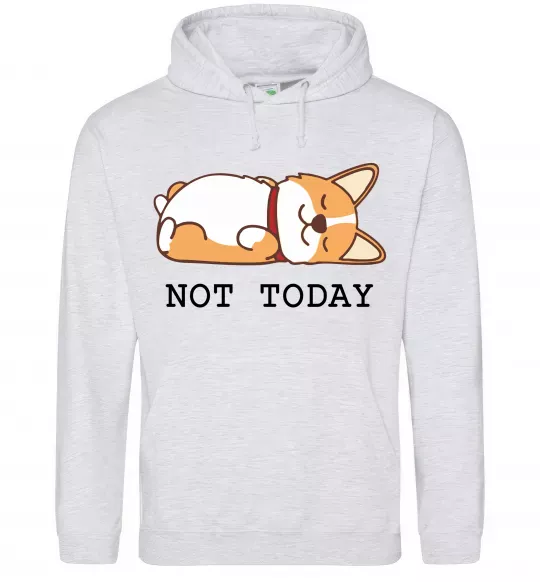 Чоловіча толстовка (худі) Not today Corgi Сірий меланж фото
