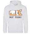 Женская толстовка (худи) Not today Corgi Серый меланж Женская толстовка (худи) Not today Corgi Серый меланж фото