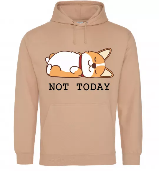 Женская толстовка (худи) Not today Corgi Песочный фото