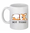 Чашка керамическая Not today Corgi Белый фото