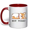 Чашка с цветной ручкой Not today Corgi Красный Чашка с цветной ручкой Not today Corgi Красный фото