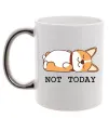 Чашка с цветной ручкой Not today Corgi Серебро Чашка с цветной ручкой Not today Corgi Серебро фото