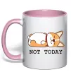 Чашка с цветной ручкой Not today Corgi Нежно розовый Чашка с цветной ручкой Not today Corgi Нежно розовый фото