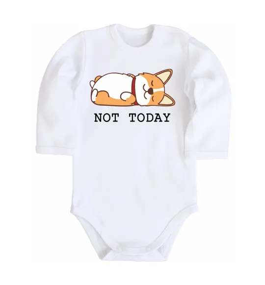 Детский боди Not today Corgi Белый фото