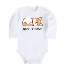 Детский боди Not today Corgi Белый фото