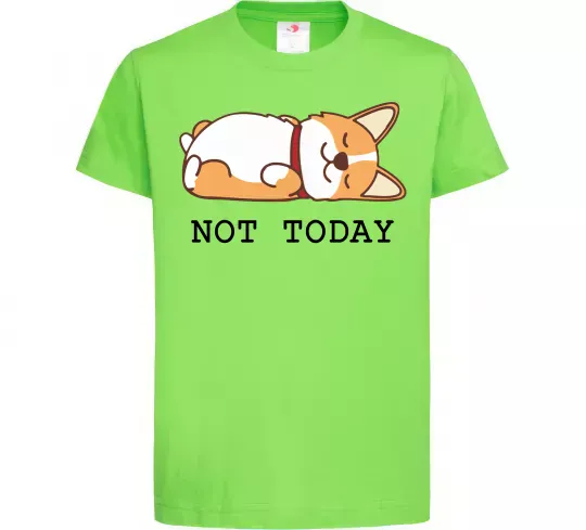 Детская футболка Not today Corgi Лаймовый фото
