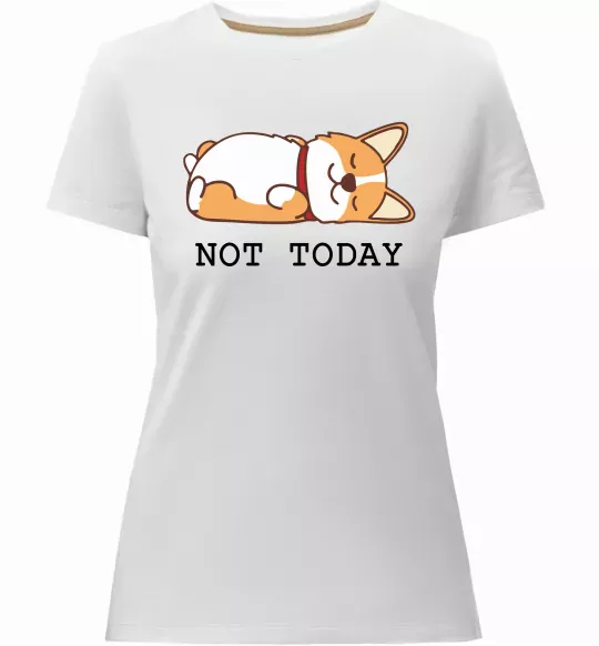 Жіноча преміум футболка Not today Corgi Білий фото