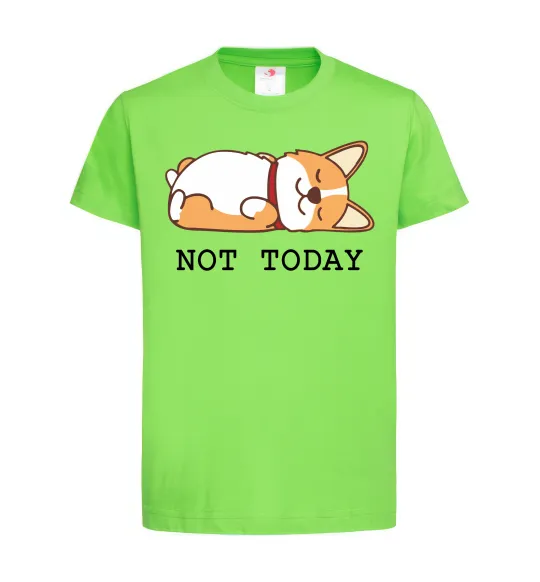 Дитяча футболка Not today Corgi Лаймовий фото