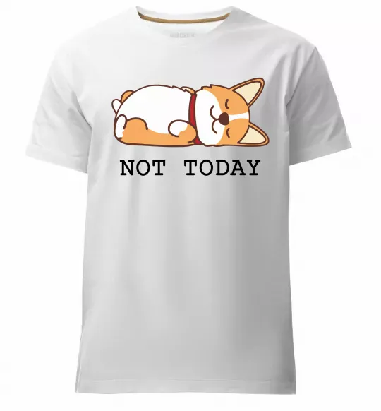 Чоловіча преміум футболка Not today Corgi Білий фото