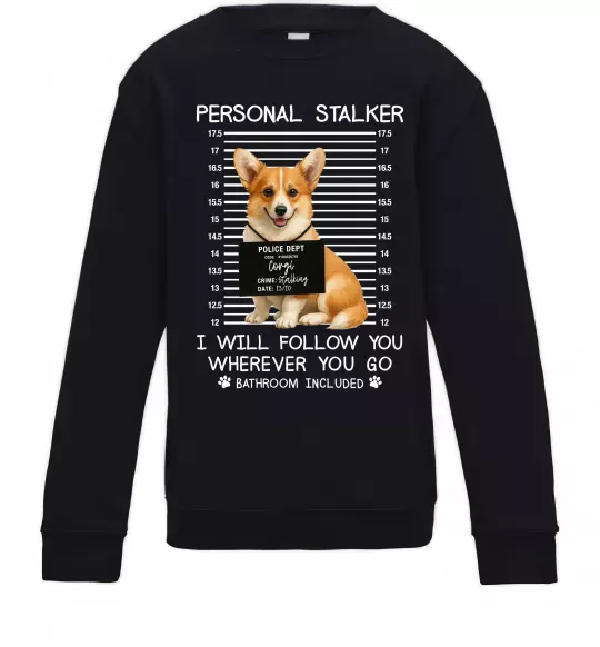 Детский Свитшот Corgi personal Stalker Черный фото