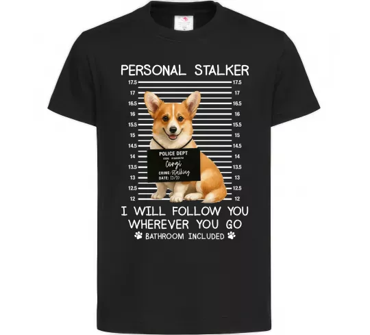 Дитяча футболка Corgi personal Stalker Чорний фото