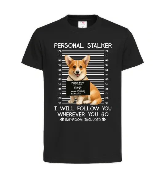 Дитяча футболка Corgi personal Stalker Чорний фото