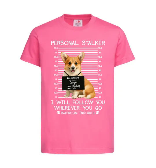 Дитяча футболка Corgi personal Stalker Яскраво-рожевий фото