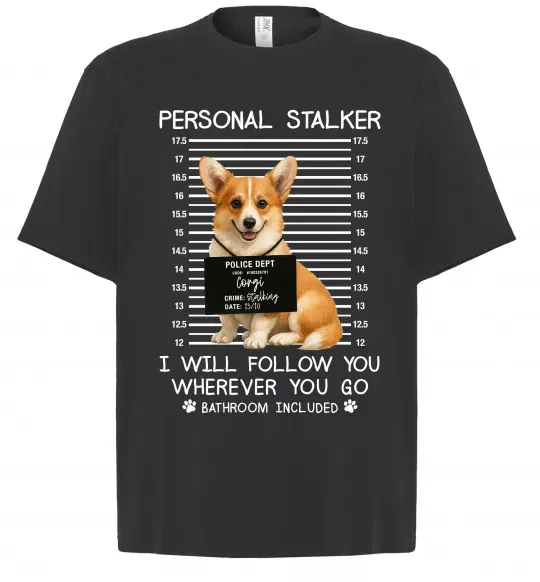 Футболка Оверсайз Corgi personal Stalker Черный фото