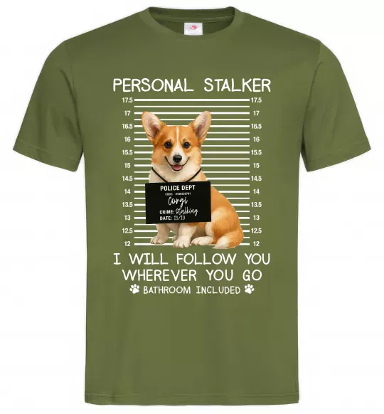 Чоловіча футболка Corgi personal Stalker Оливковий фото