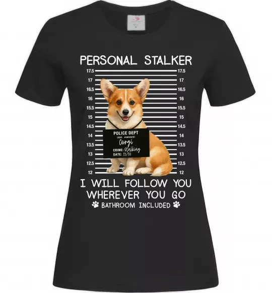 Жіноча футболка Corgi personal Stalker Чорний фото