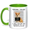 Чашка з кольоровою ручкою Corgi personal Stalker Зелений фото