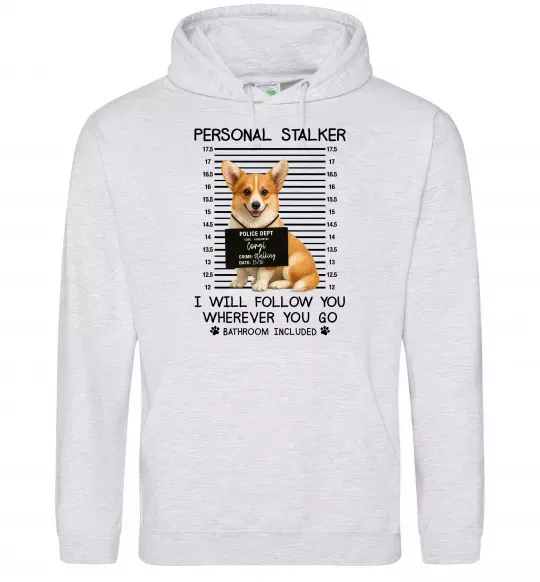 Женская толстовка (худи) Corgi personal Stalker Серый меланж фото