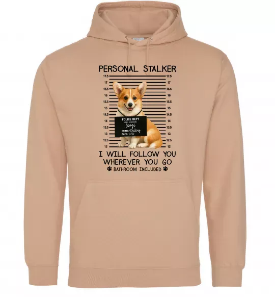 Женская толстовка (худи) Corgi personal Stalker Песочный фото