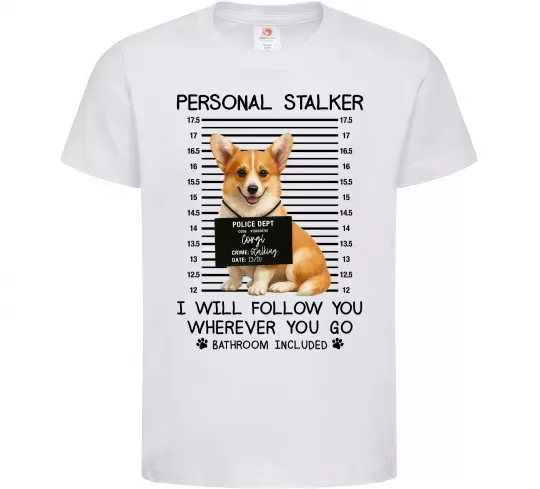 Дитяча футболка Corgi personal Stalker Білий фото