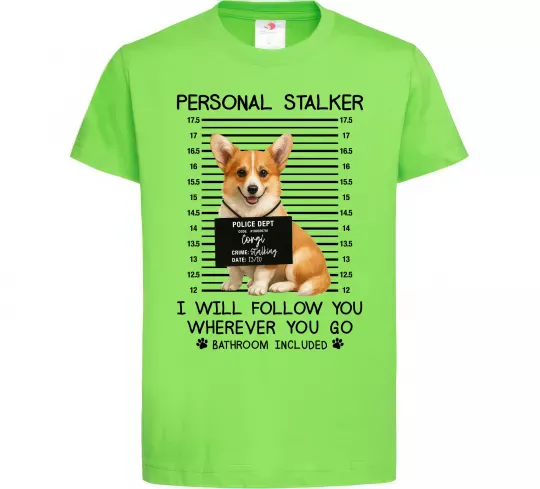 Дитяча футболка Corgi personal Stalker Лаймовий фото