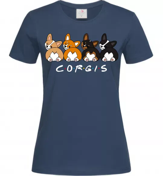 Женская футболка Corgis Темно-синий фото