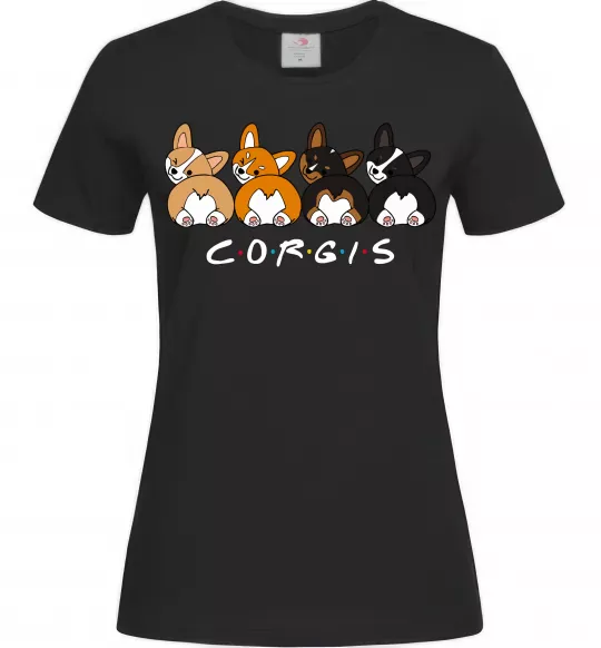Женская футболка Corgis Черный фото