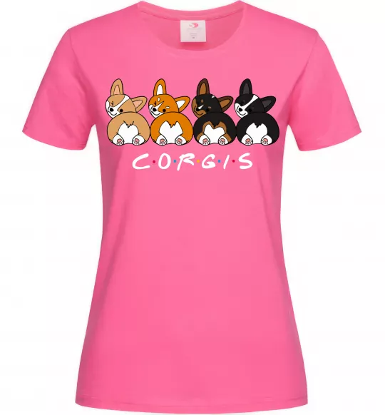 Женская футболка Corgis Ярко-розовый фото