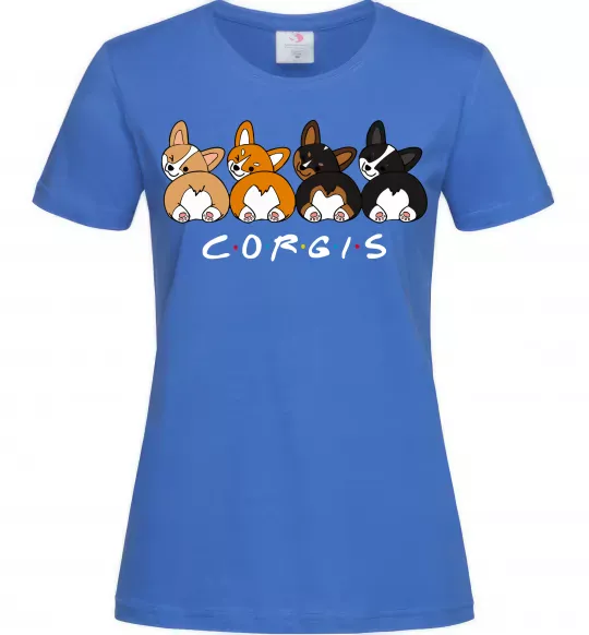 Женская футболка Corgis Ярко-синий фото