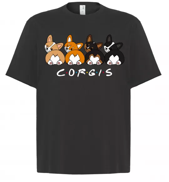 Футболка Оверсайз Corgis Черный фото