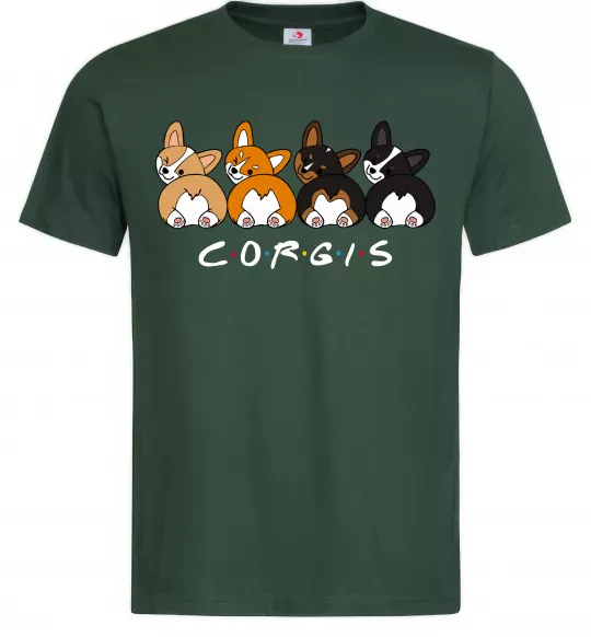 Чоловіча футболка Corgis Темно-зелений фото