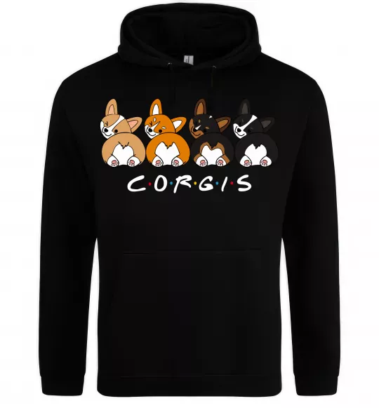 Мужская толстовка (худи) Corgis Черный фото