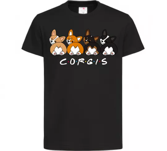 Дитяча футболка Corgis Чорний фото