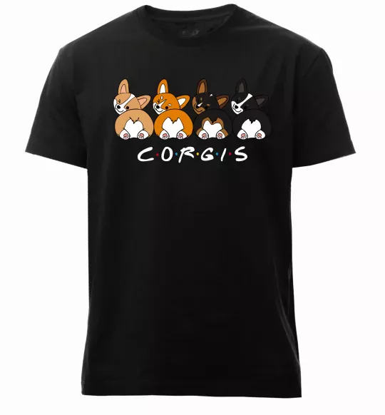 Чоловіча преміум футболка Corgis Чорний фото