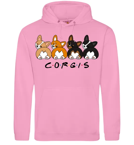 Мужская толстовка (худи) Corgis Розовый фото