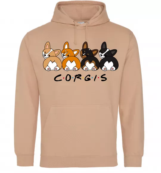 Мужская толстовка (худи) Corgis Песочный фото