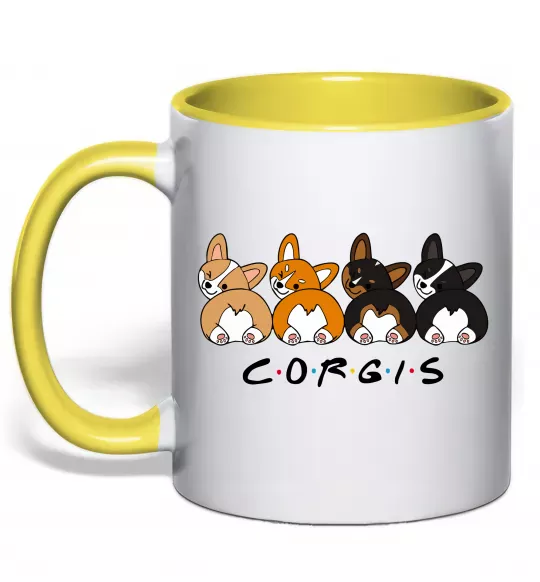 Чашка с цветной ручкой Corgis Солнечно желтый фото