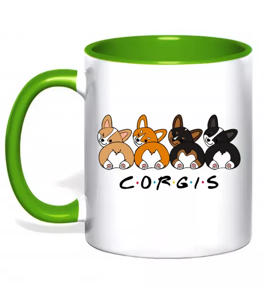 Чашка с цветной ручкой Corgis Зеленый фото