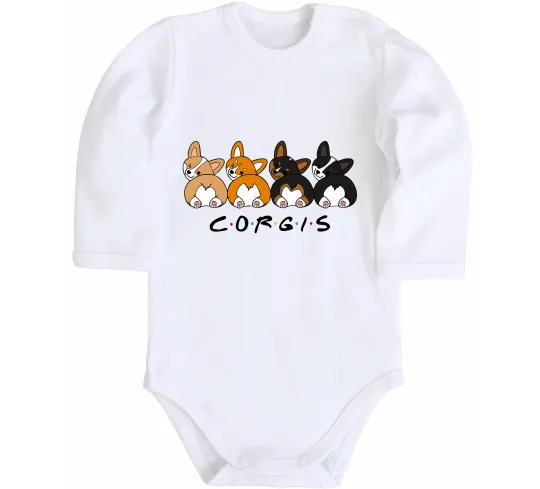 Дитячий бодік Corgis Білий фото